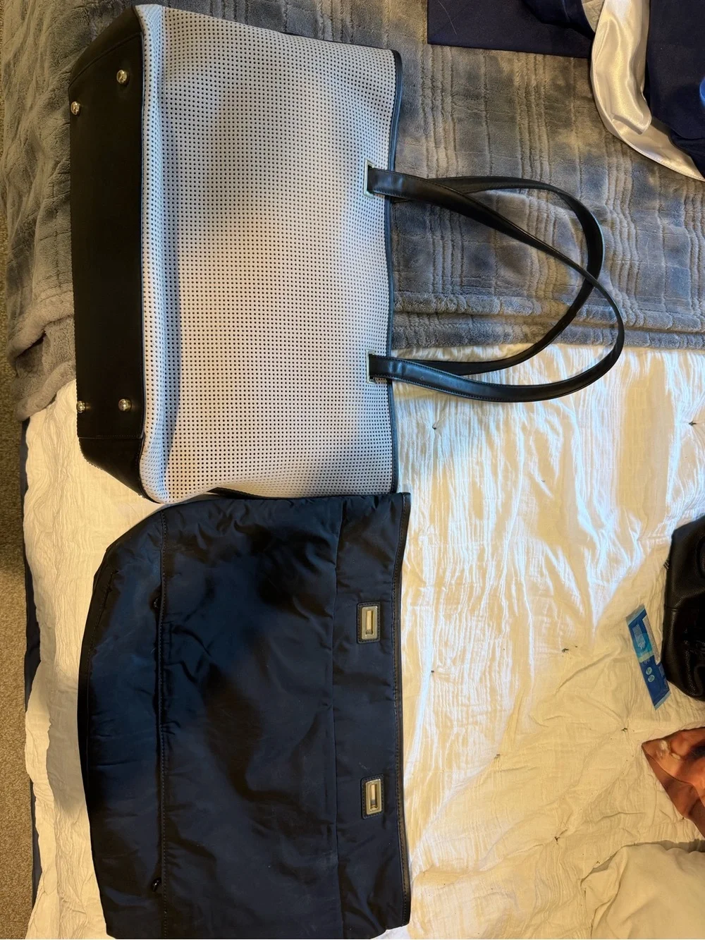 Lo & Sons Black Structured Laptop Tote with Subtle Monogram